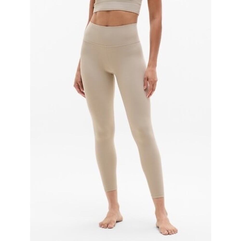 NWT Athleta Transcend High Rise Contrast Stitch 7/8 Tight Ecru/White Size Medium